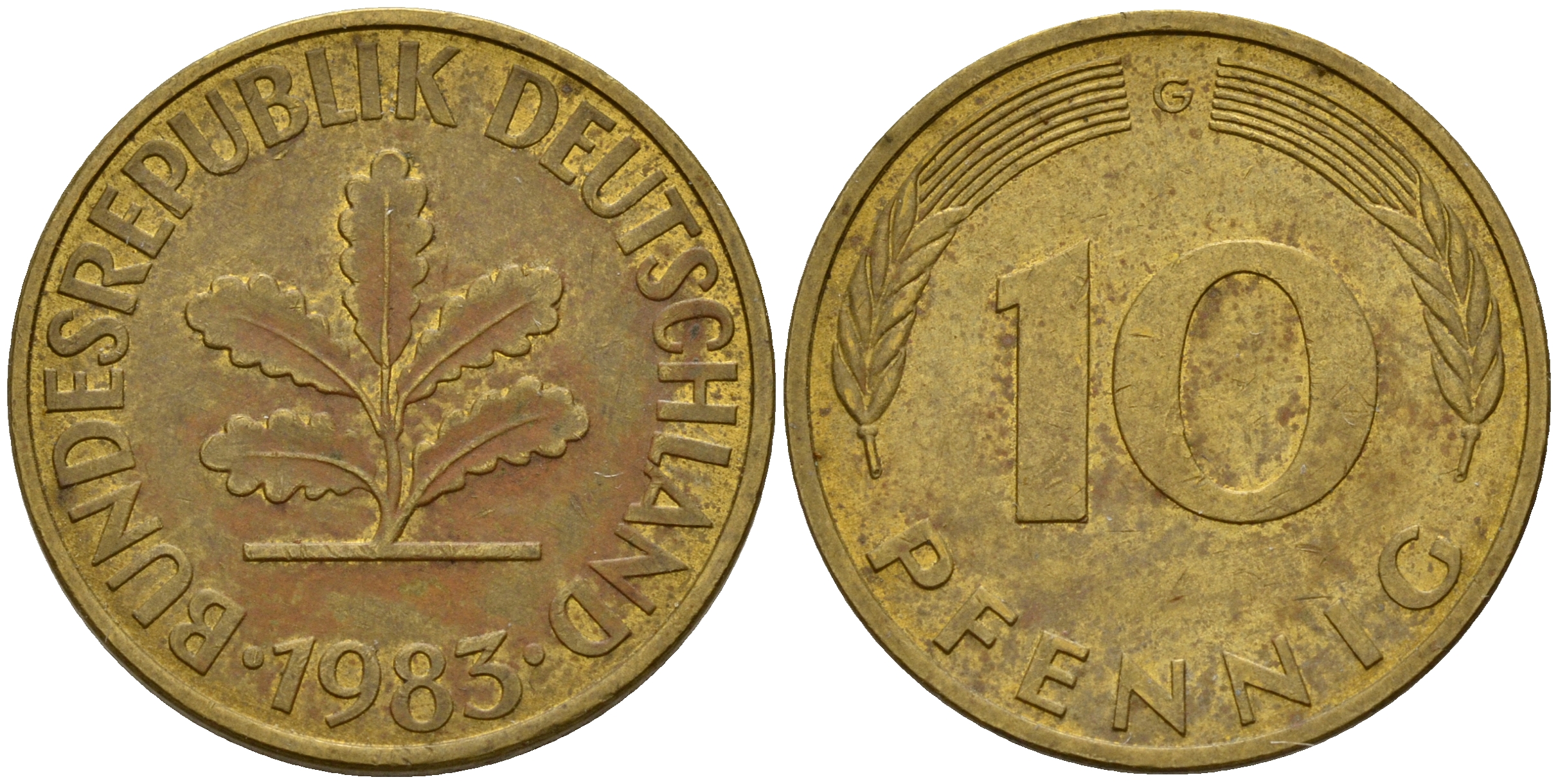 ФРГ 10 пфеннигов 1983 G J. 383, KM 108 сталь плакированная латунью    4603-526