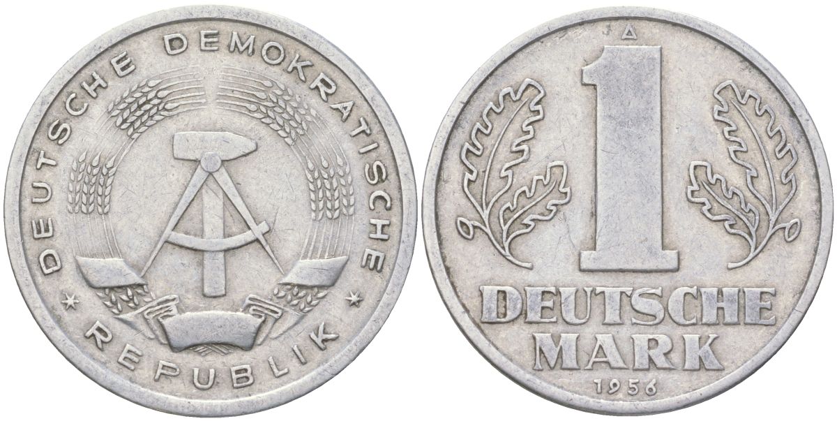 ГДР 1 марка 1956 A KM 13 алюминий 4163-357