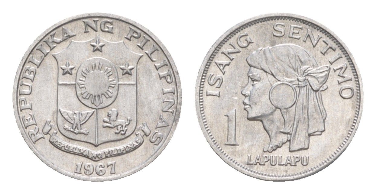 Филиппины 1 сентимо 1967 вождь острова Мактан Лапу-Лапу KM 196 алюминий UNC 4636-328