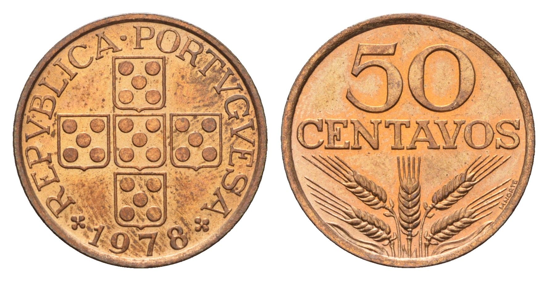 Португалия 50 сентаво 1978 KM 596 бронза UNC 4669-1169