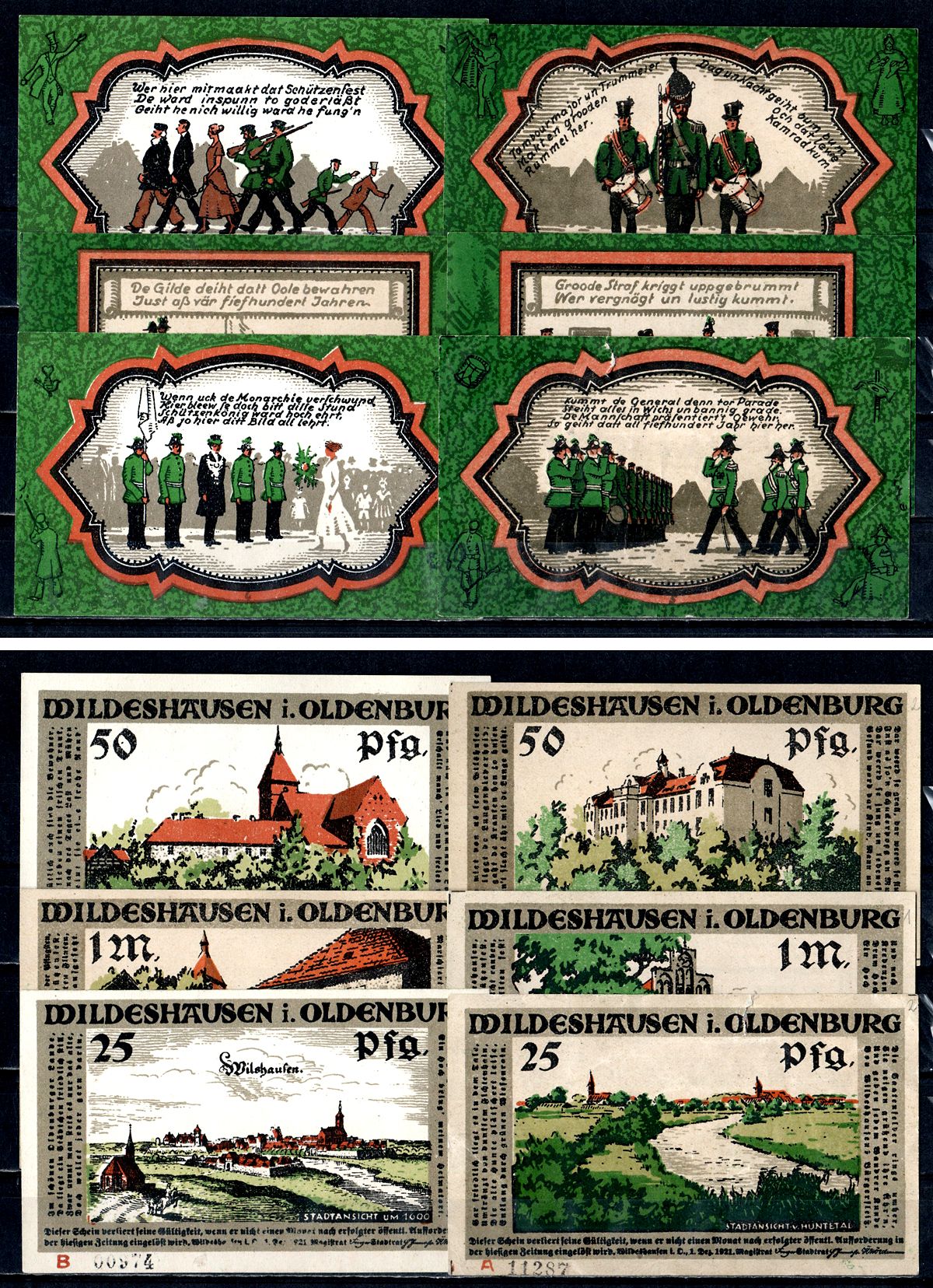 Вильдесхаузен (Ольденбург) набор из 6 нотгельдов 1921 2193-51-1-1