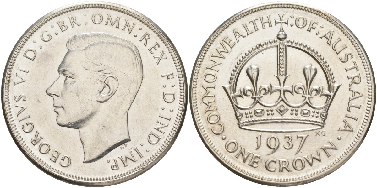 Австралия 1 крона 1937 Корона, Георг VI (1937-1952) KM 34 серебро aUNC 272-213