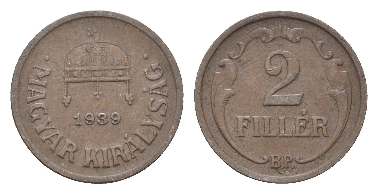Венгрия 2 филлера 1939 BP KM 506 бронза 4664-853