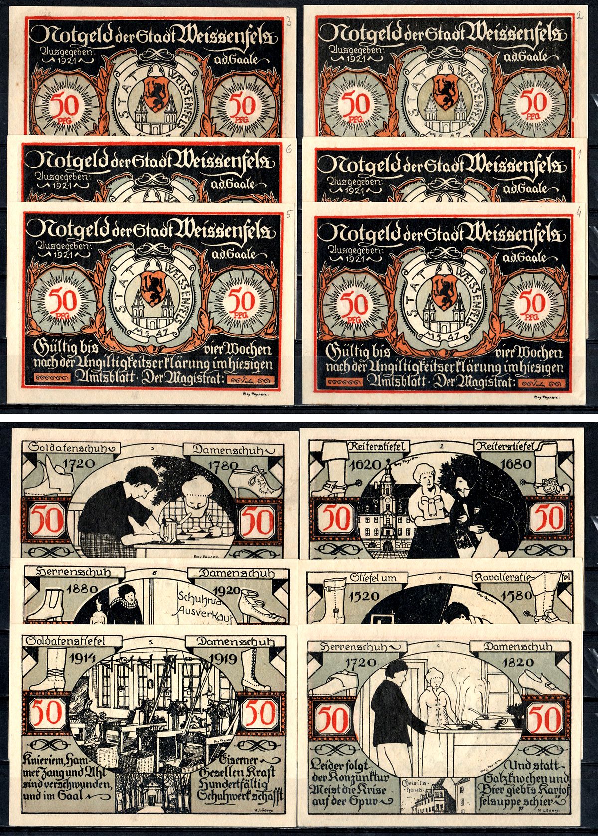 Вайсенфельс (Пруссия, Саксония) набор из 6 нотгельдов 1921 2193-52-3-1