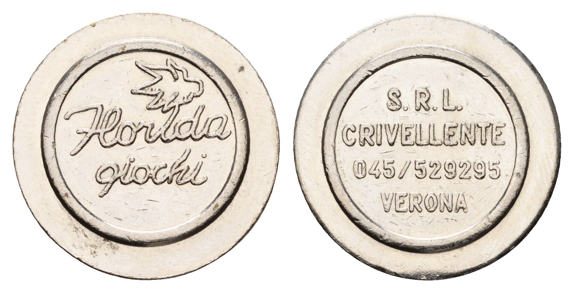 Италия, Верона жетон для равлечений Horlda qiochi диаметр 24 мм, вес 4,8 гр никель 4670-825