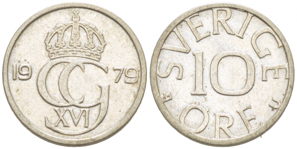 Швеция 10 эре 1979 U Карл XVI Густав (1973- ) KM 850 медно-никель 3955-341