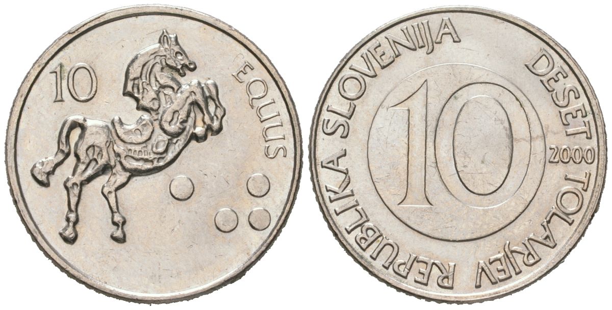 Словения 10 толаров 2000 KM 41 медно-никель aUNC 186-437