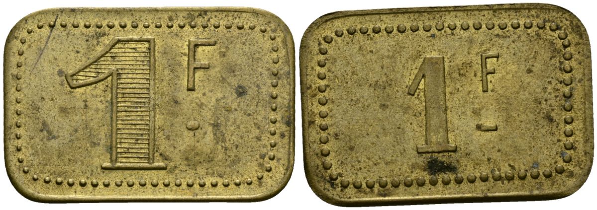 Франция 1 франк ND ресторанный жетон латунь 4166-121