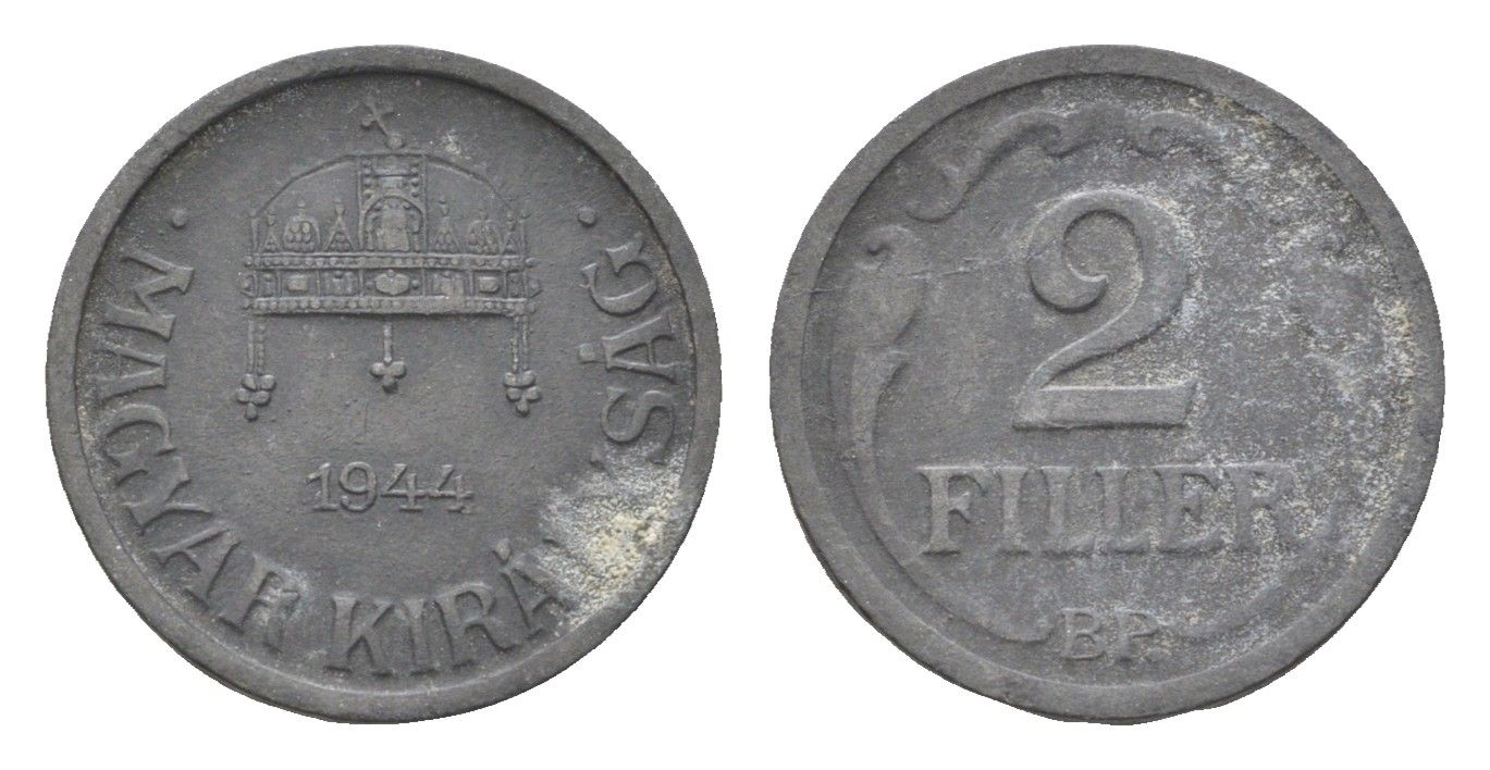 Венгрия 2 филлера 1944 BP KM 519 цинк 4664-917