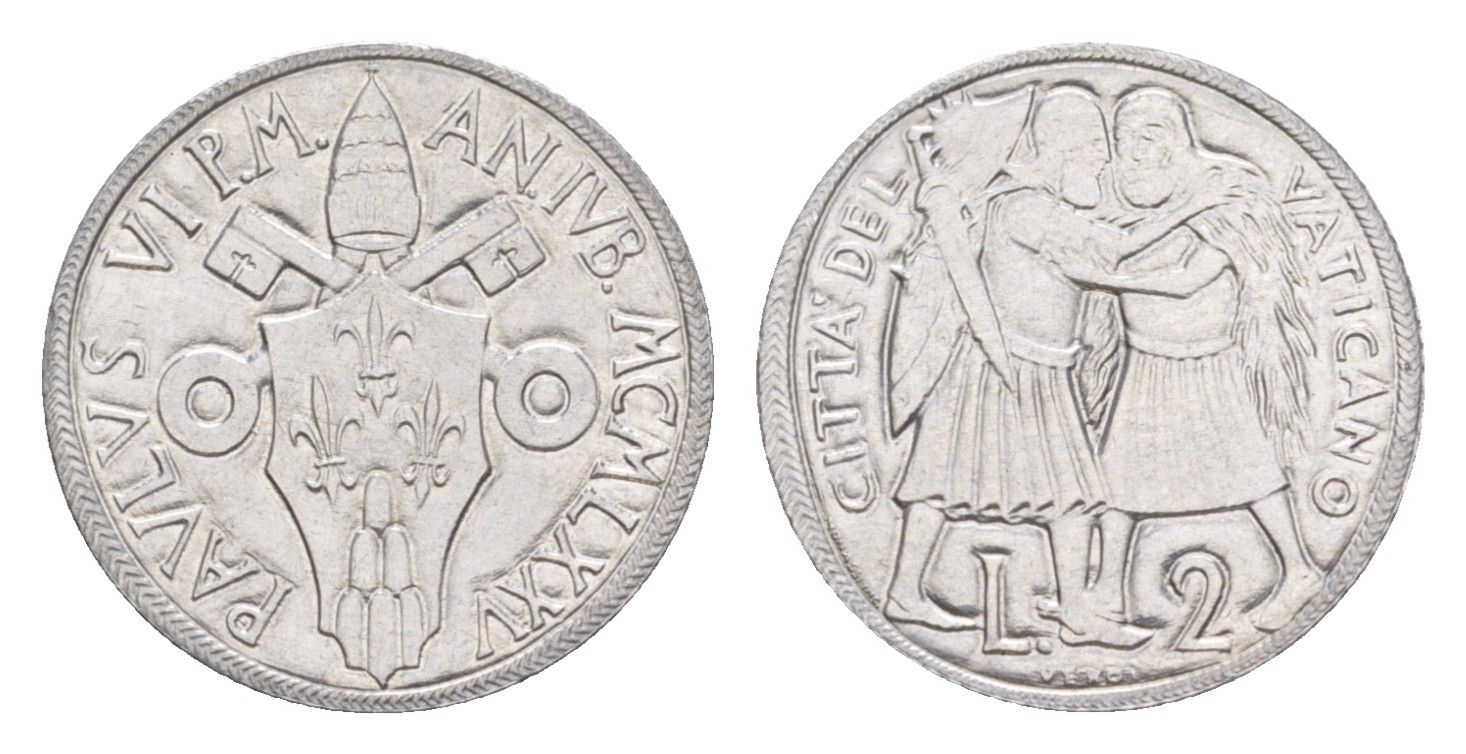 Ватикан 2 лиры 1975 Священный год KM 125 алюминий UNC 4632-912