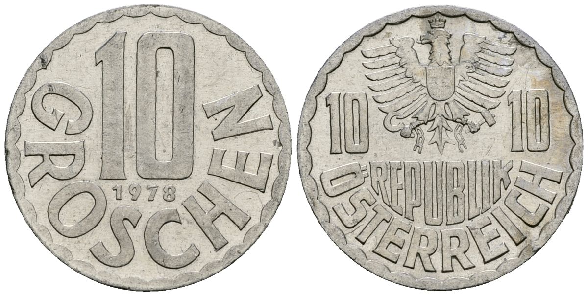 Австрия 10 грошей 1978 KM 2878 алюминий 4135-251