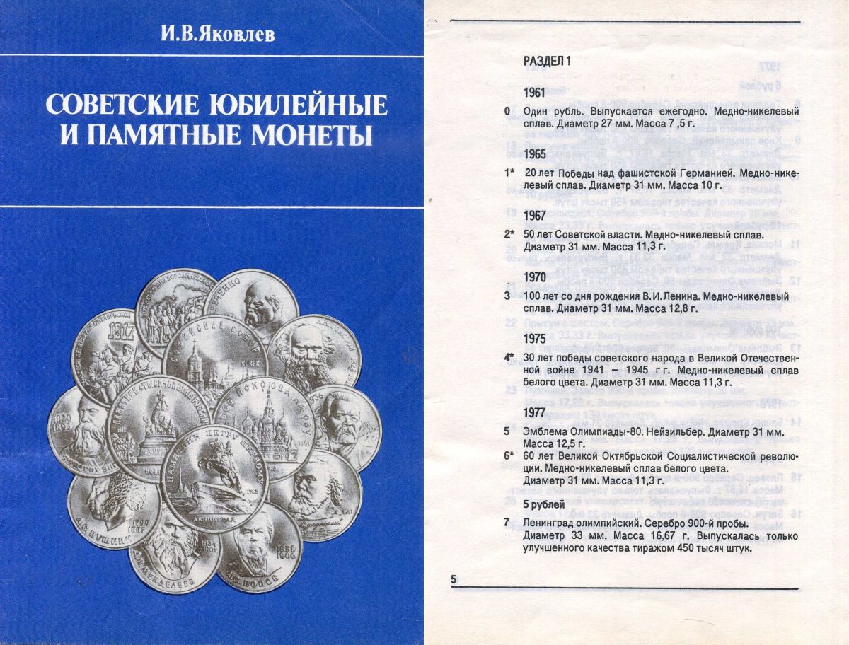 СССР книга "Советские юбилейные и памятный монеты" 1989 автор - И.В. Яковлев 00-01-36-21
