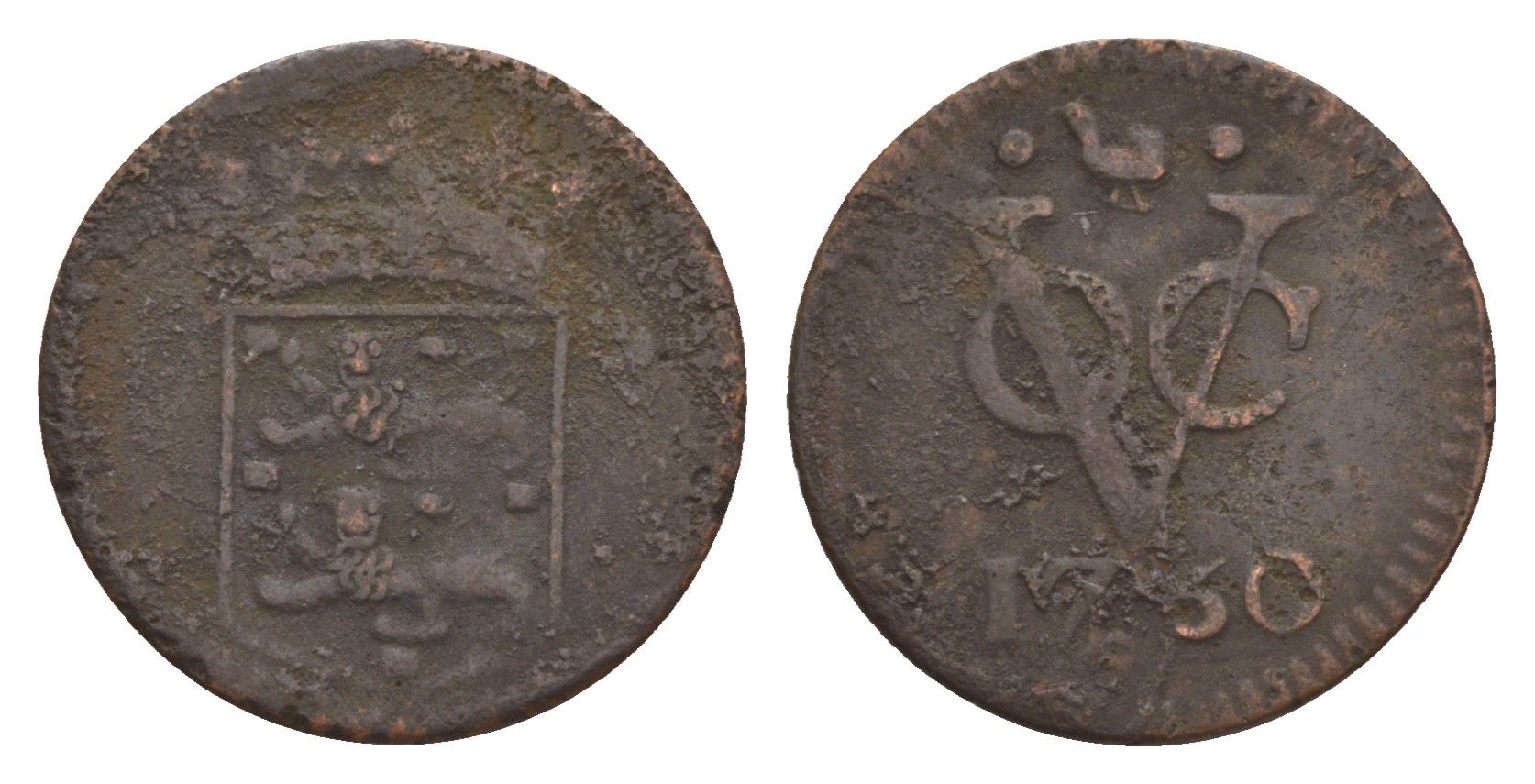 Голландская Ост-Индия 1 дуит 1750 KM 131 медь 4658-1036