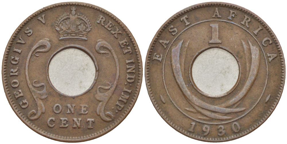 Британская Восточная Африка 1 цент 1930 Георг V (1910-1936) KM 22 бронза 113-247