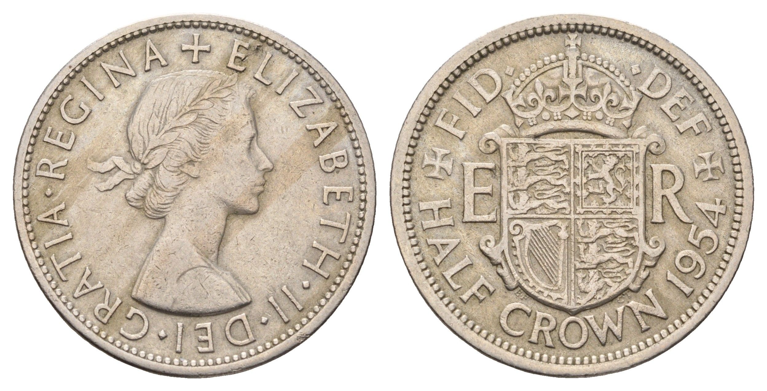 Великобритания 1/2 кроны 1954 Елизавета II (1952-2022) KM 907, Spink 4145 медно-никель 4672-511