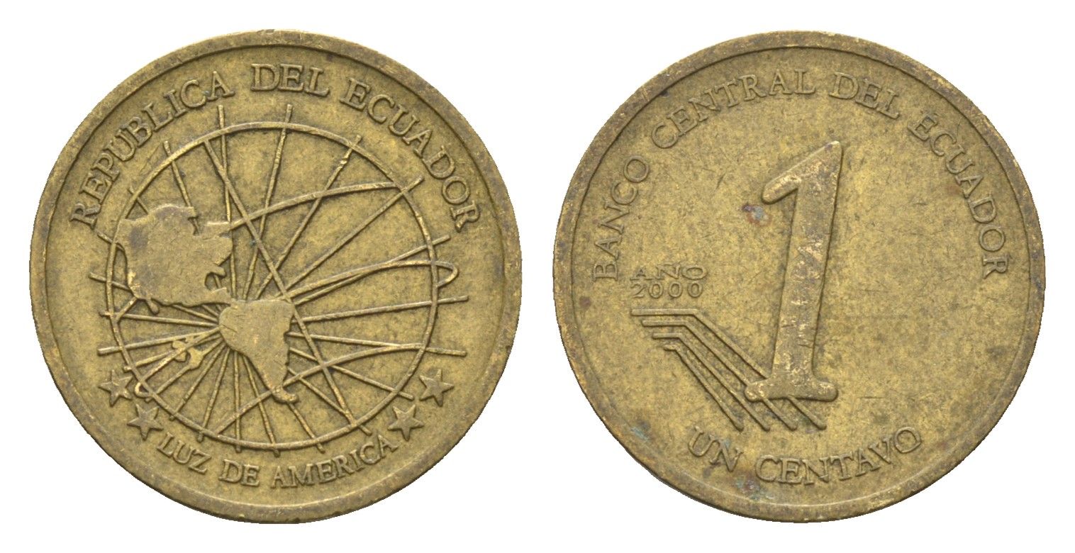 Эквадор 1 сентаво 2000 KM 104 латунь 4664-421