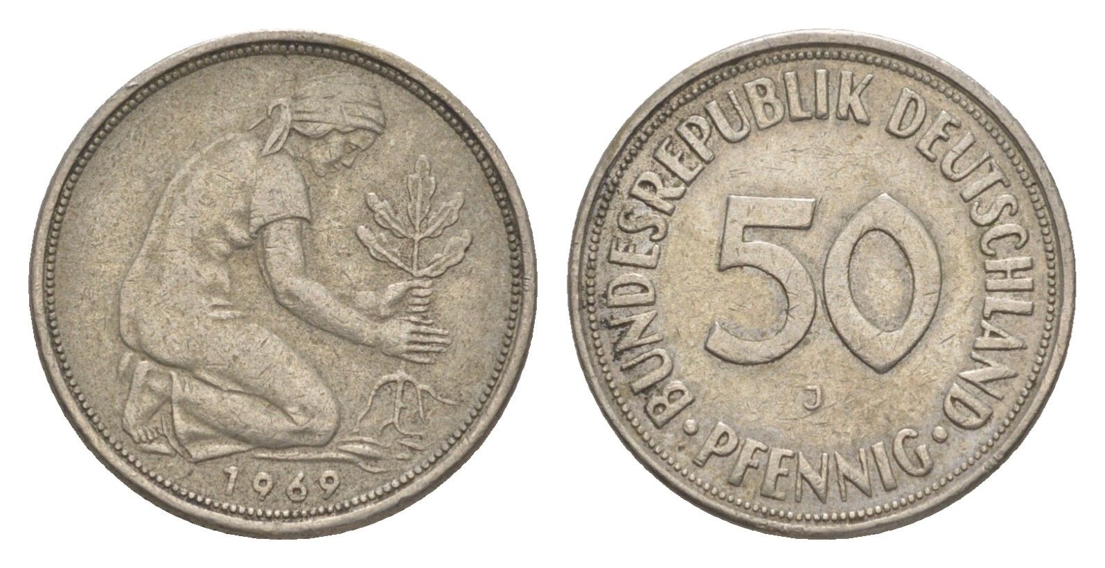 ФРГ 50 пфеннигов 1969 J KM 109.1, J. 384 медно-никель 4636-1128