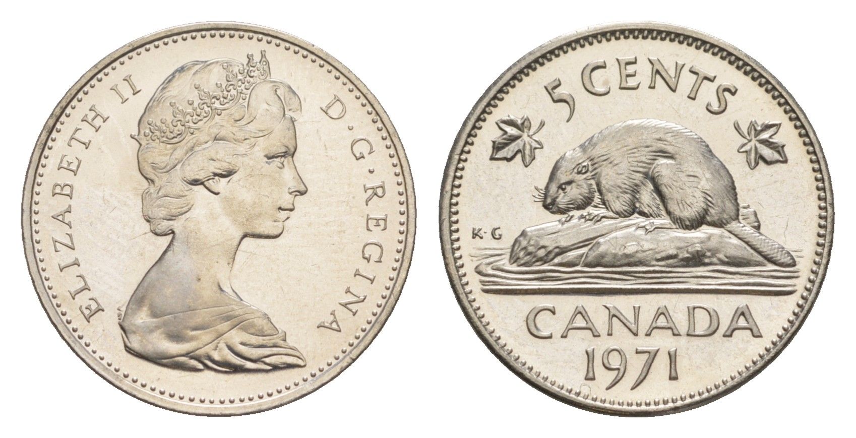 Канада 5 центов 1973 Елизавета II (1952-2022), бобр KM 60.1 никель PROOF-LIKE (BU) 4630-941