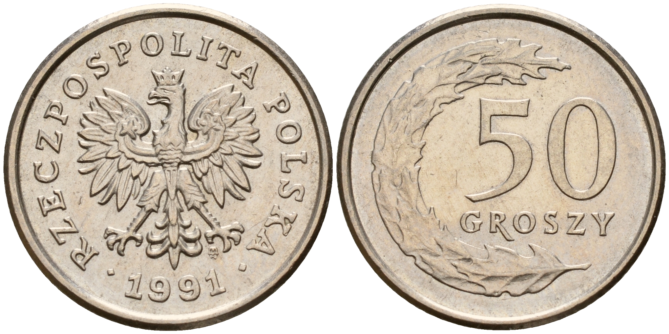 Польша 50 грошей 1991 MW KM 281 медно-никель    4160-1257