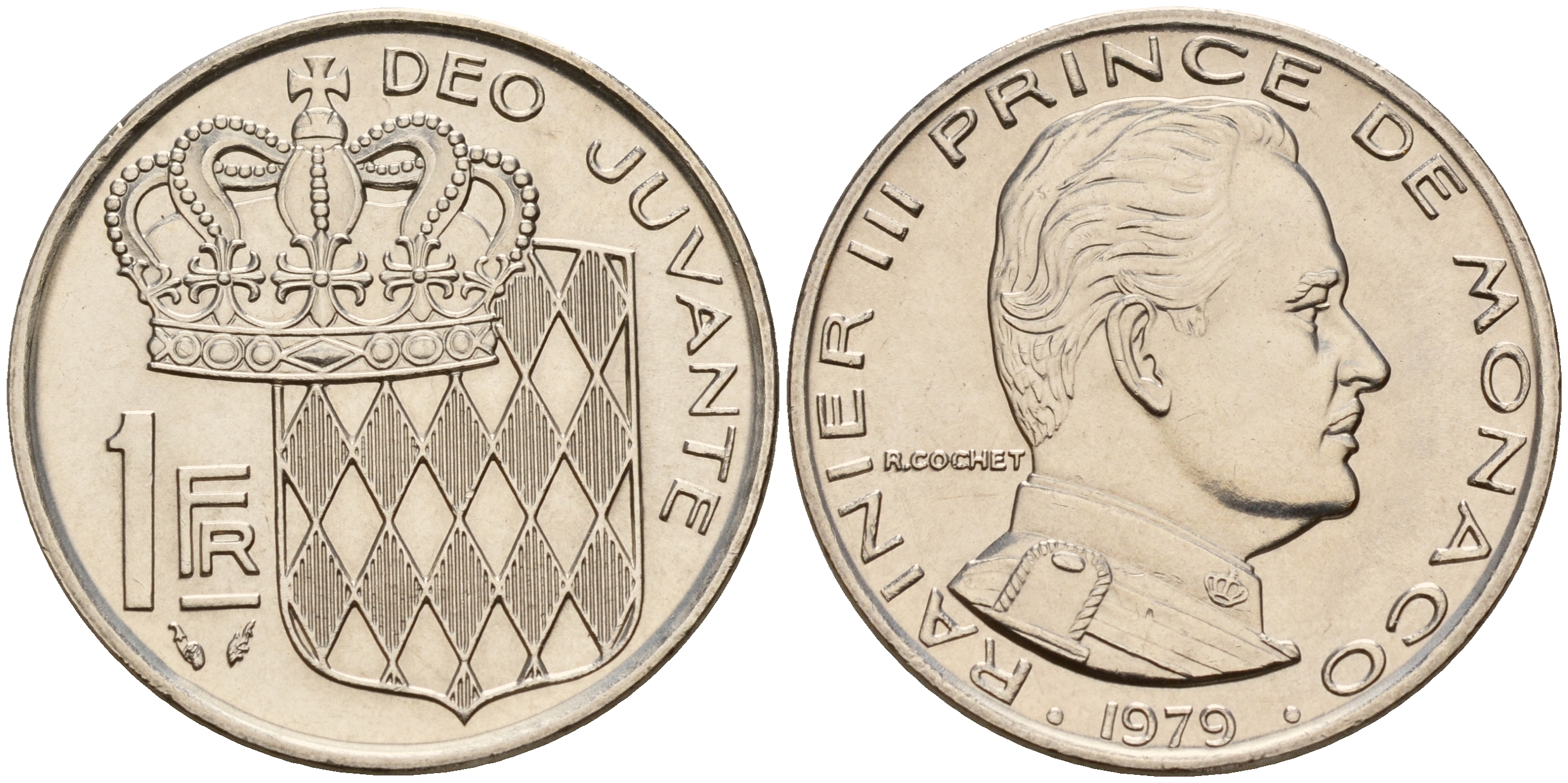 Монако 1 франк 1979 Ренье III (1949-2005) KM 140 никель  UNC  4601-937