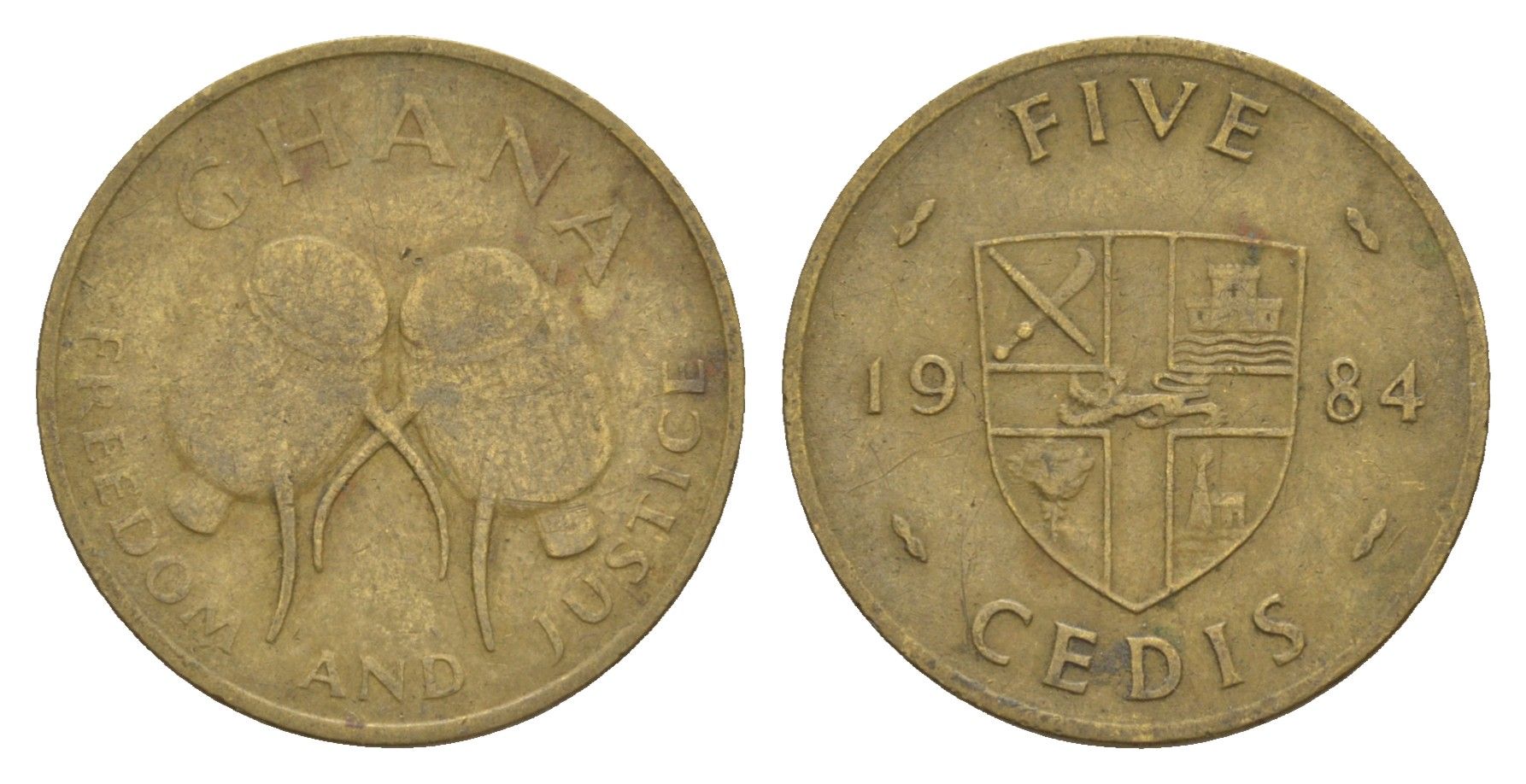 Гана 5 седи 1984 KM 26 латунь 4656-722