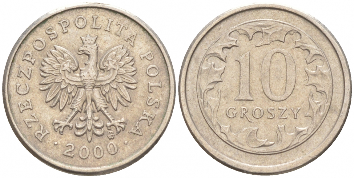 Польша 10 грошей 2000 MW KM 279, Parchimowicz 704g медно-никель 4516-225