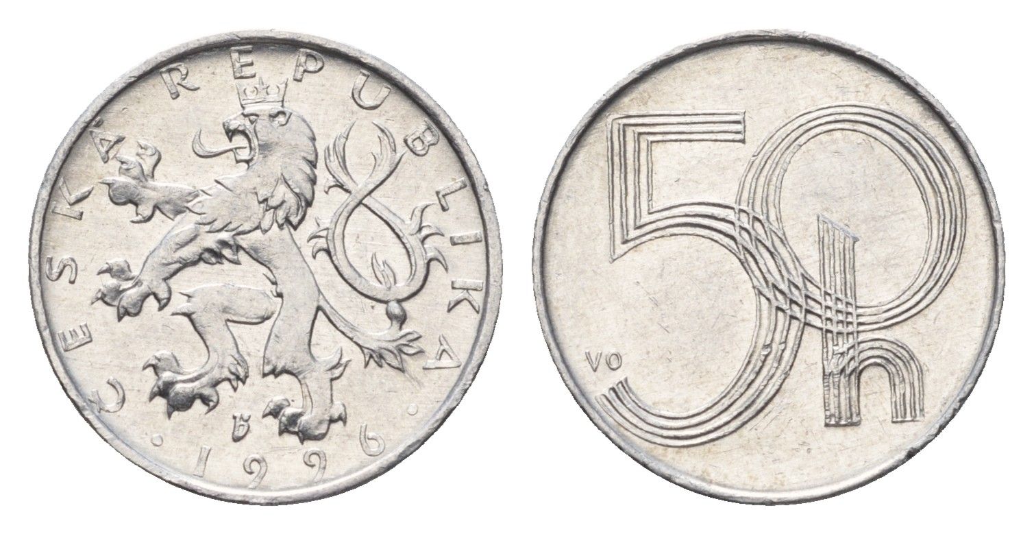 Чехия 50 геллеров 1996 KM 3 алюминий 4696-553