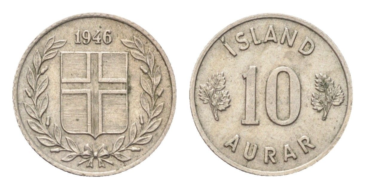 Исландия 10 эйре 1946 KM 10 медно-никель 4705-539