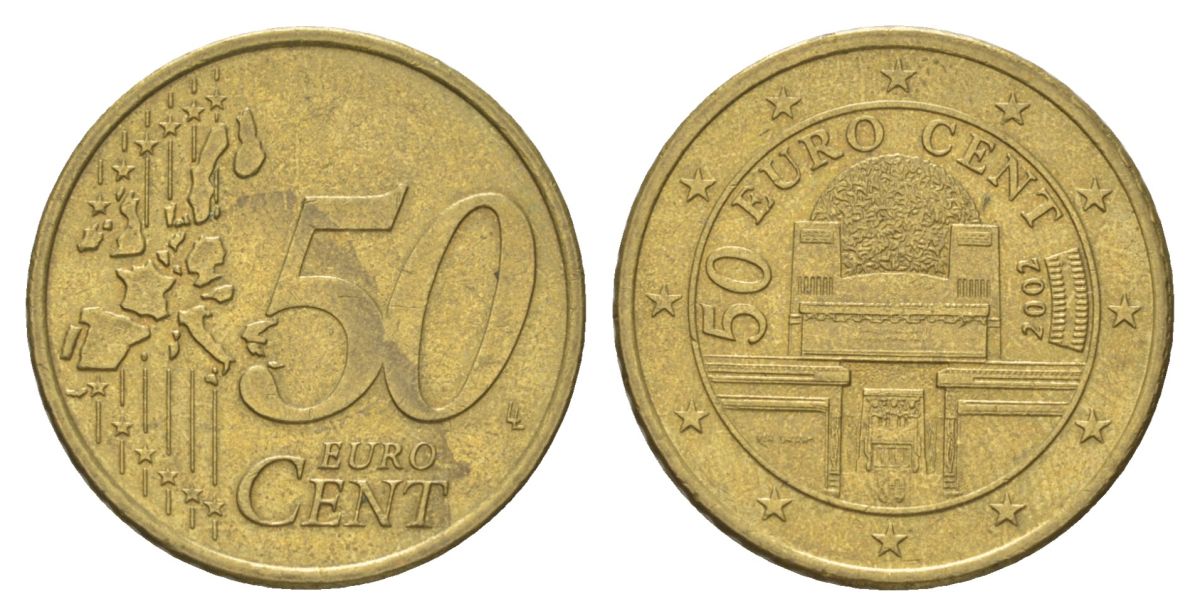 Австрия 50 евроцентов 2002 Венский сецессион KM 3087 нордик 4629-347
