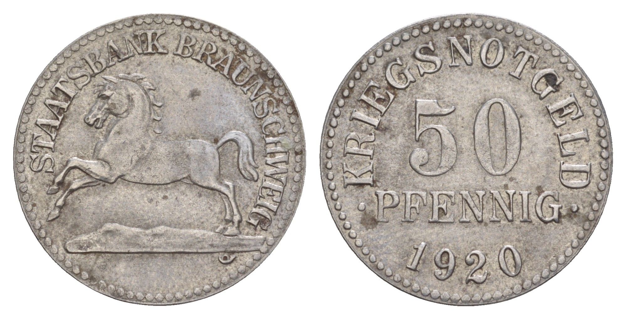 Брауншвейг 50 пфеннигов 1920 Funck 56.7, Men05 3477.1, Men18 4416.1 железо 4584-644