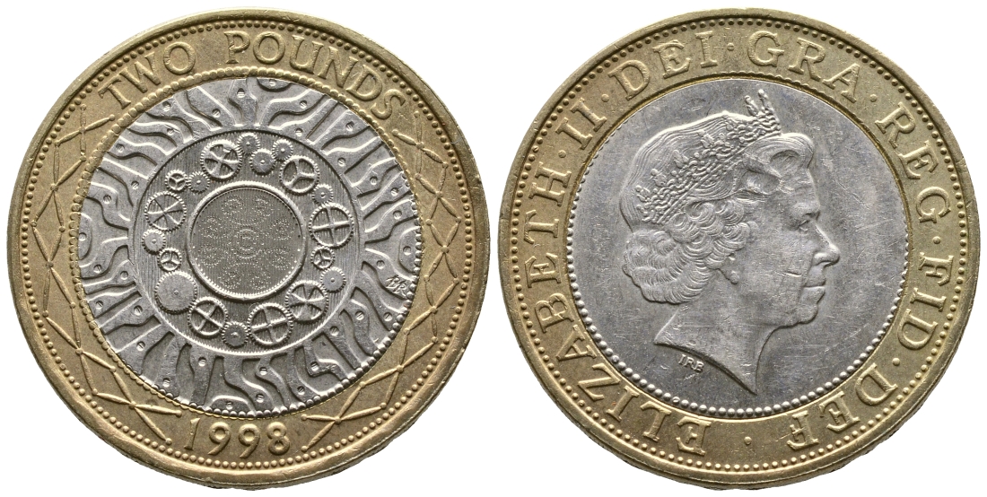 Великобритания 2 фунта 1998 Елизавета II (1952-2022) KM 994, Spink 4570 (K9) (K9) биметалл 3999-1033