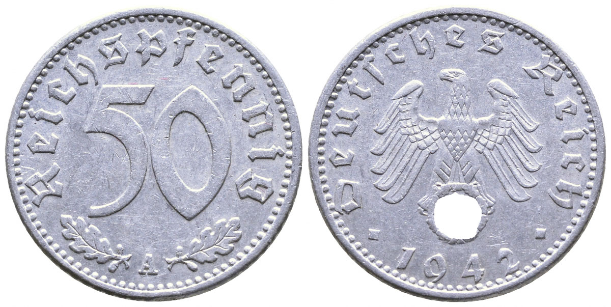 Германия 50 рейхспфеннигов 1942 А KM 96, J. 372 алюминий 4390-437