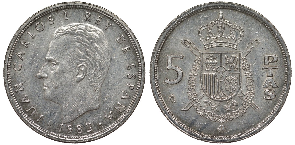 Испания 5 песет 1983 Хуан Карлос I (1975-2014) KM 823 медно-никель 4128-1022