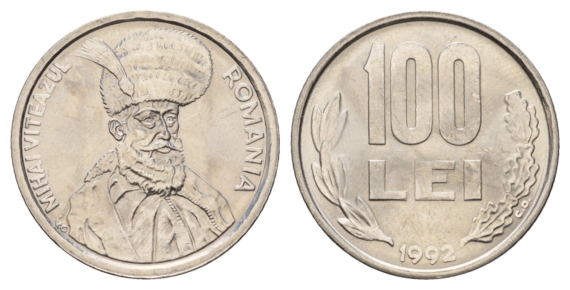 Румыния 100 лей (леев) 1992 Михай Храбрый (1558-1601) KM 111 сталь плакированная никелем UNC 3459-742