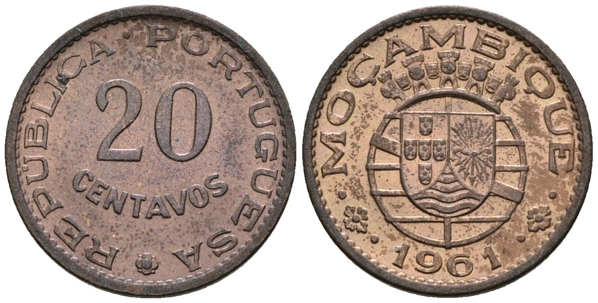 Мозамбик 20 сентаво 1961 KM 85 бронза 4147-661