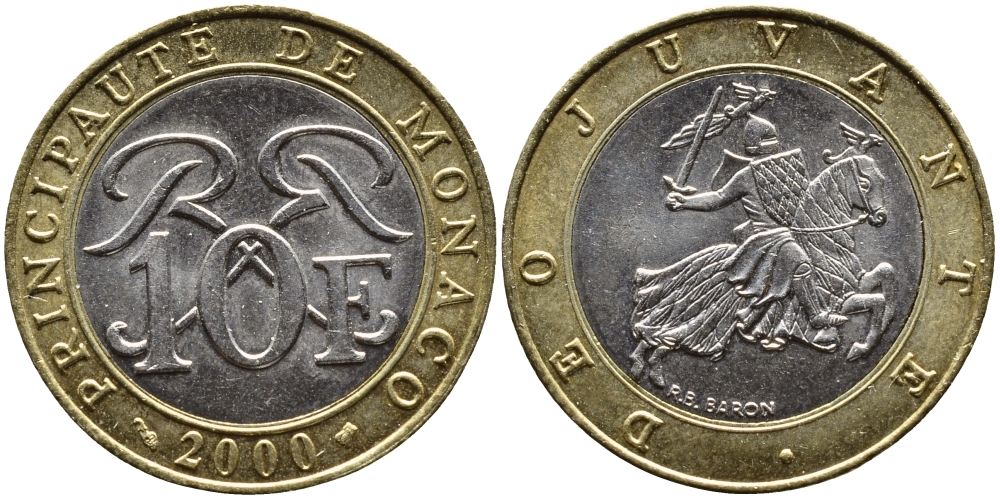 Монако 10 франков 2000 Ренье III (1949-2005) KM 163 биметалл 4364-1534