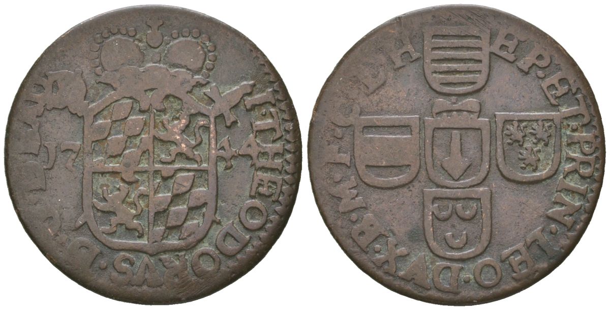 Льеж 1 лиард 1744 KM 145 медь 4615-832