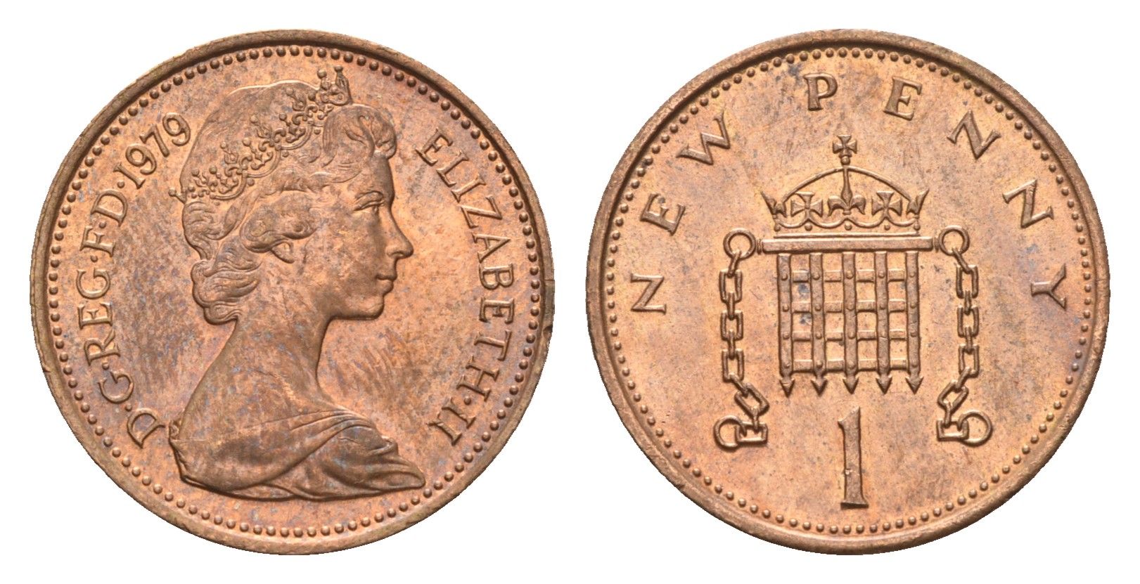 Великобритания 1 пенни 1979 Елизавета II (1952-2022) KM 915, Spink 4237 (B1) бронза UNC 4697-948