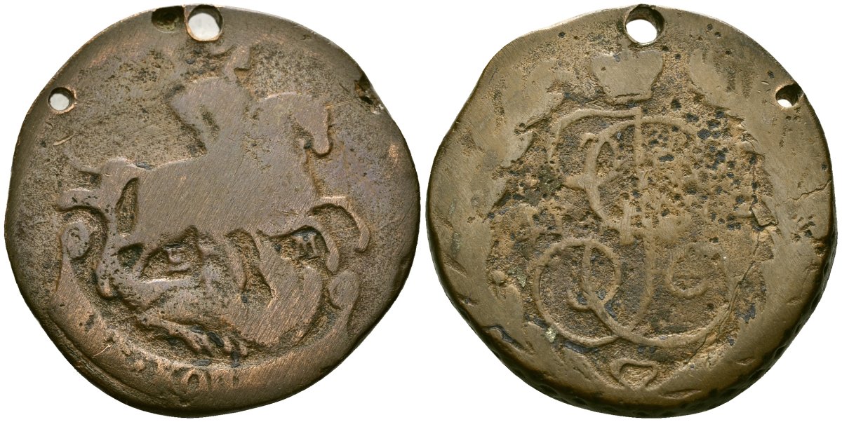 Россия 2 копейки ND Екатерина II (1762-1796) медь 4125-633