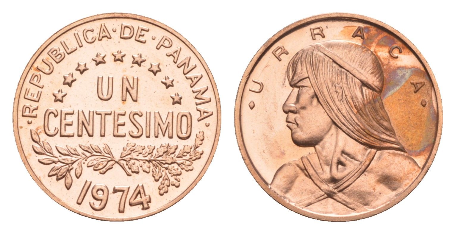 Панама 1 сентесимо 1974 Уррака, тираж 18.000 экземпляров KM 22 бронза PROOF 1524-225