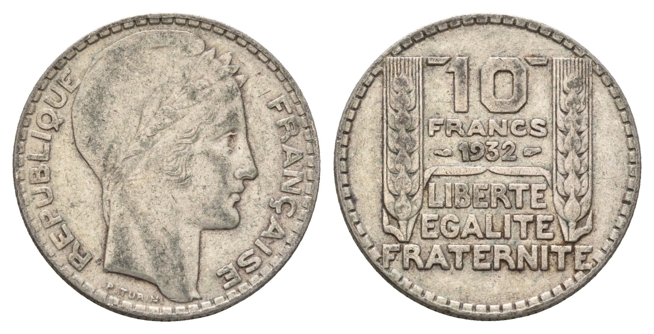 Франция 10 франков 1932 KM 878 серебро 4673-1154