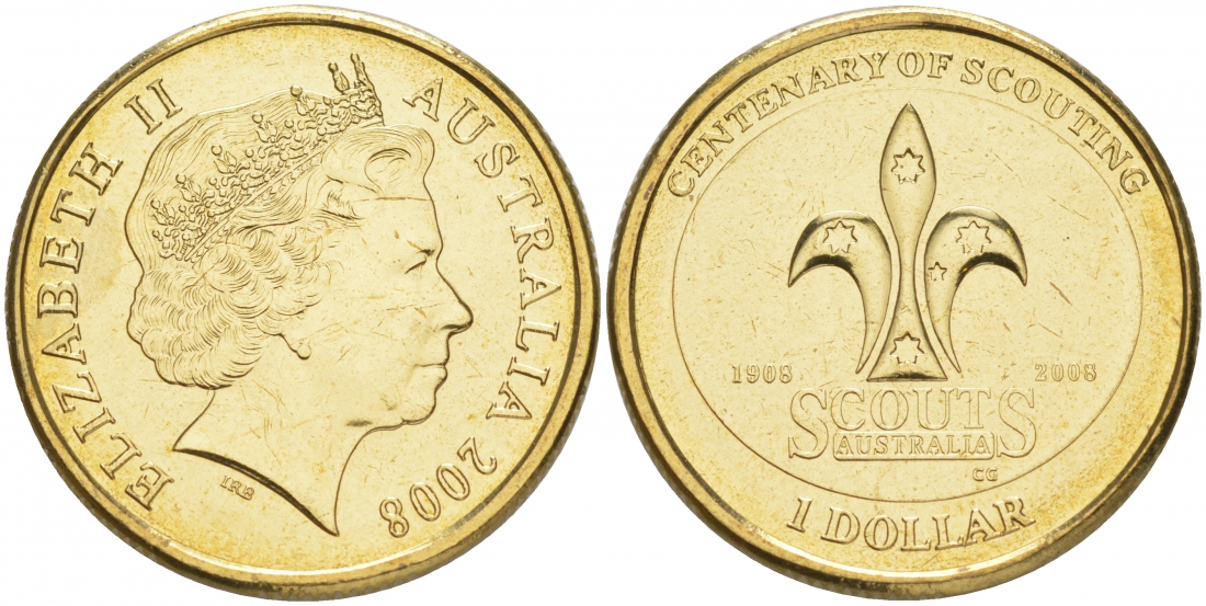 Австралия 1 доллар 2008 100 лет скаутскому движению Австралии KM 1039 алюминиевая бронза UNC M24-20