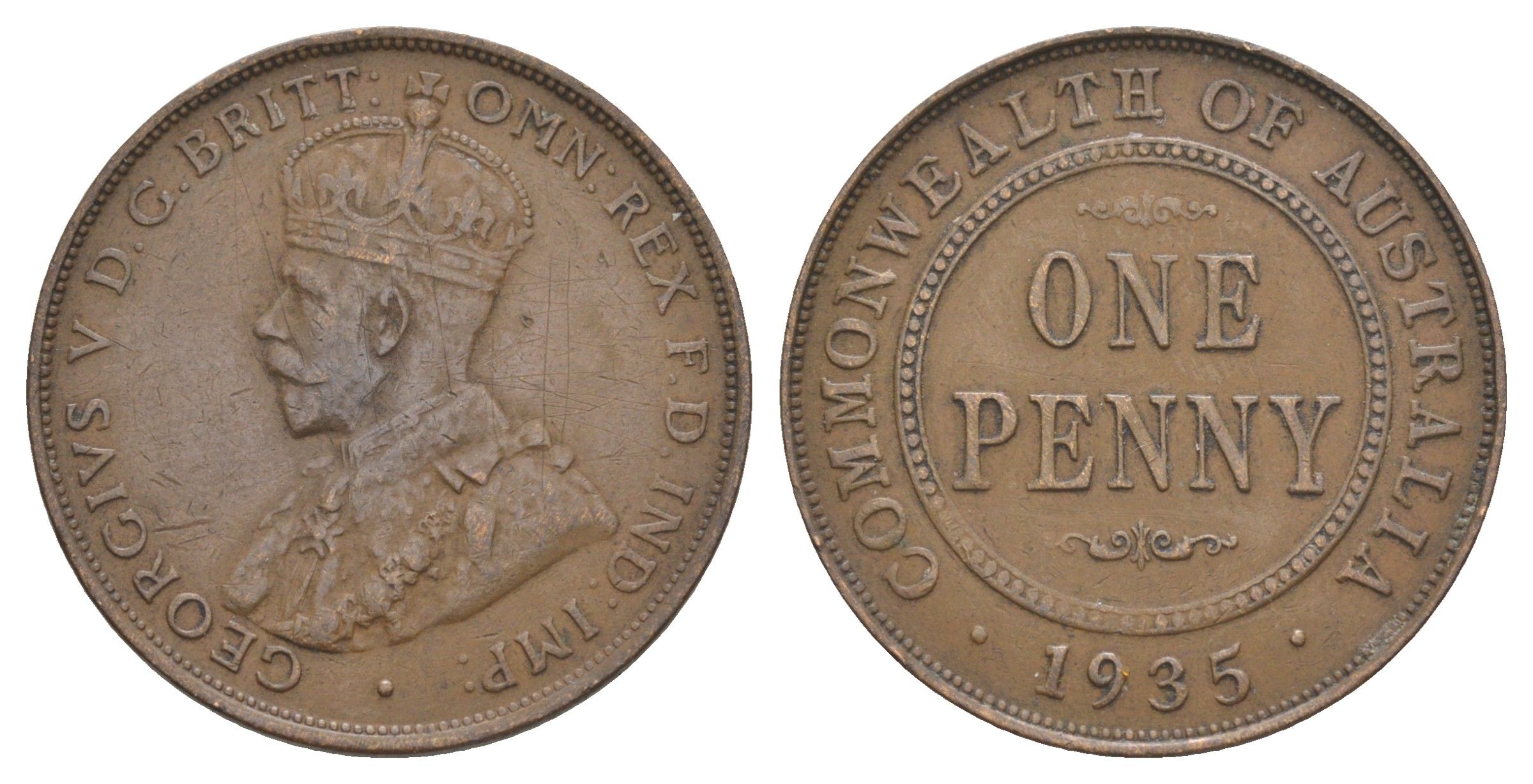 Австралия 1 пенни 1935 KM 23 бронза 4185-1234