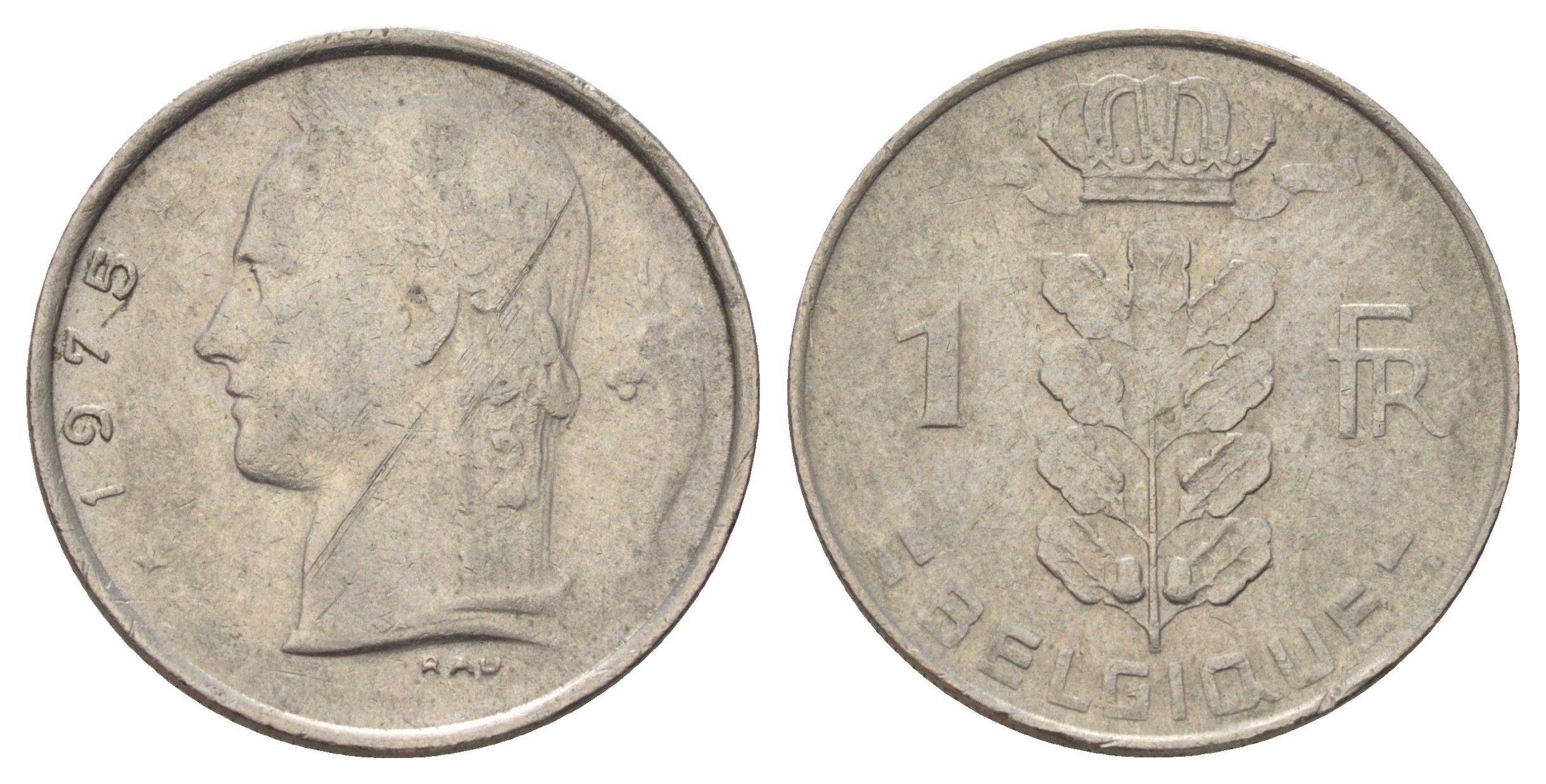 Бельгия 1 франк 1975 Belgique KM 142 медно-никель 4684-819