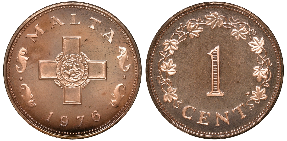 Мальта набор из 9 монет 1976 в оригинальной коробке с сертификатом KM PS2 PROOF 7-7-15