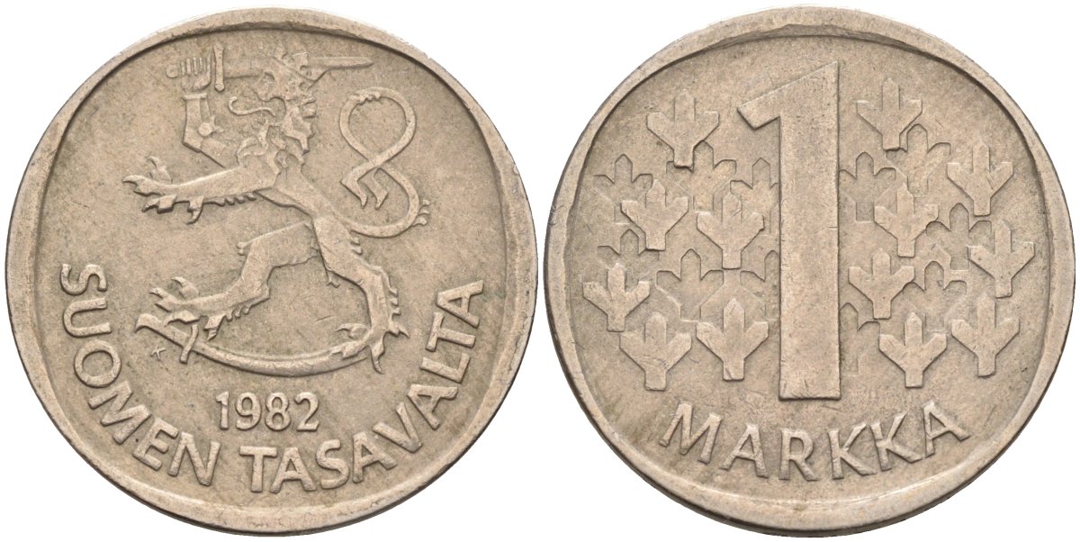 Финляндия 1 марка 1982 KM 49а медно-никель 4586-654