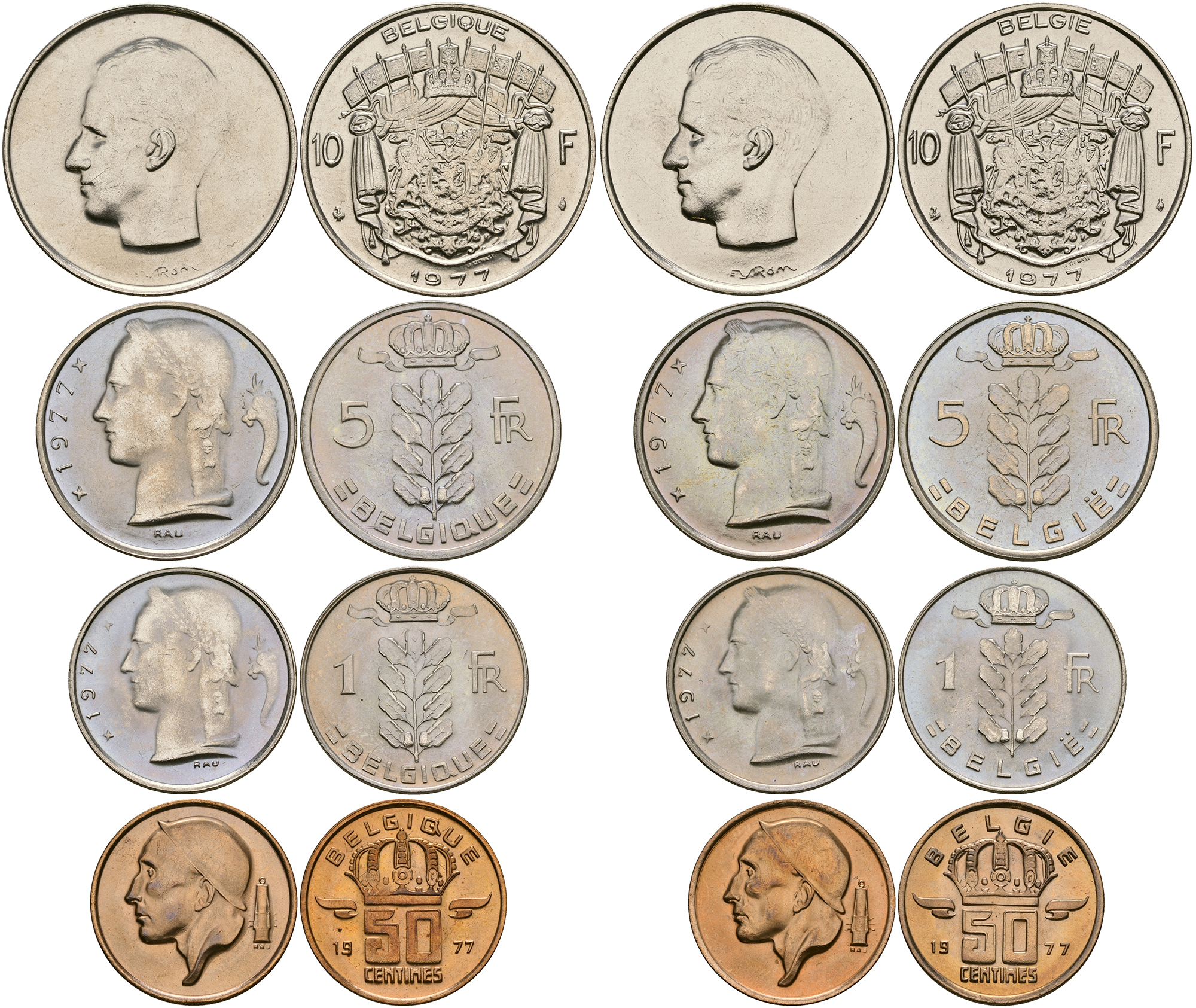 Бельгия набор из 8 монет 1977 Belgie - Belgique,в оригинальной коробке мондвора UNC 2-5-1-05