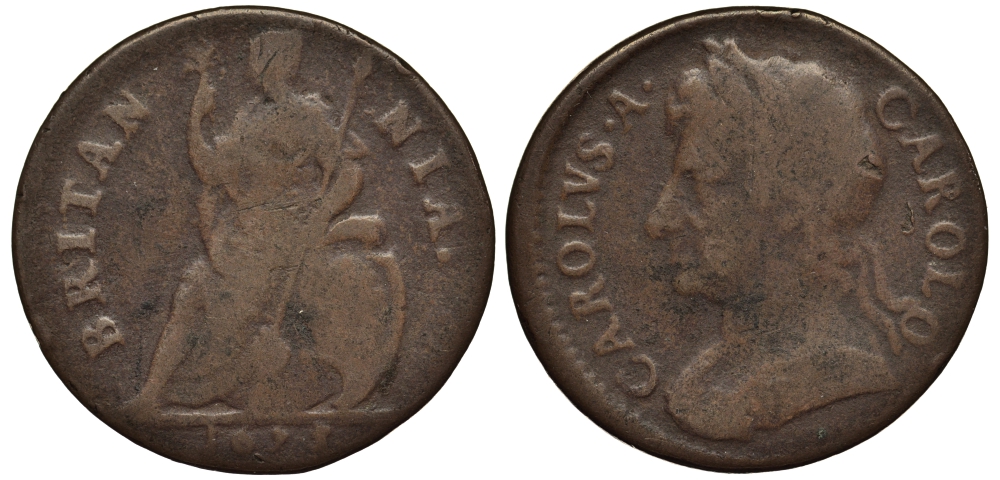 АНГЛИЯ 1 ФАРТИНГ 1673 ЧАРЛЬЗ II Spink 3394 медь 1520-1212