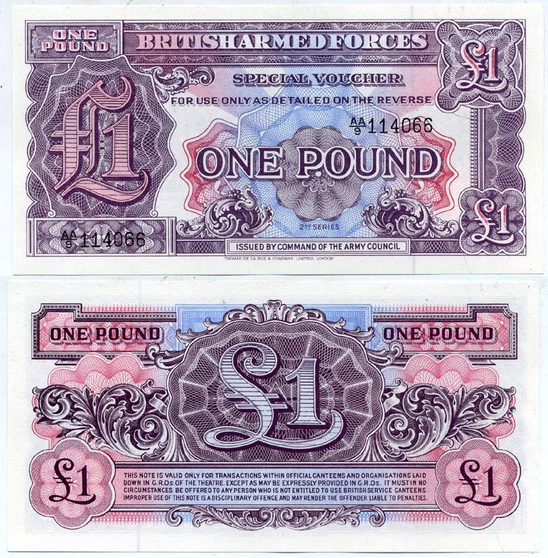 АНГЛИЯ 1 ФУНТ 1948 2 СЕРИЯ, ДЛЯ ВООРУЖЕННЫХ СИЛ Pick М22 бумага UNC (ПРЕСС) 7552-54-3