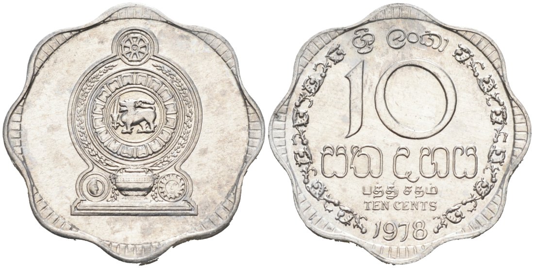 Шри-Ланка 10 центов 1978 KM 140 a алюминий 84-837